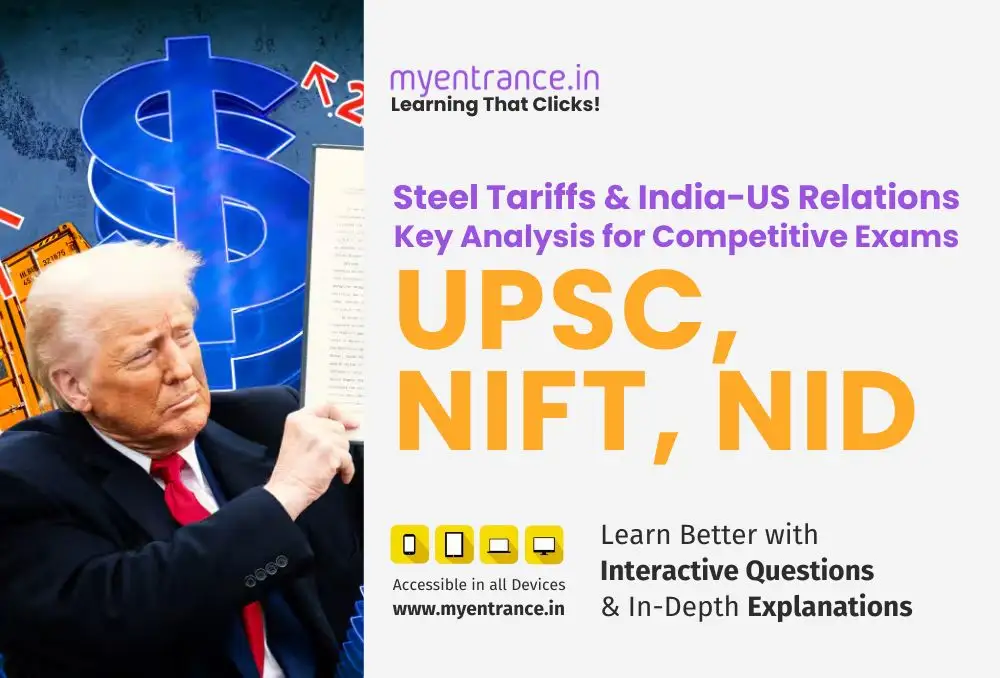 Visual depicting India-US trade relations with steel exports and tariff barriers in focus – symbolic of global economic tensions.