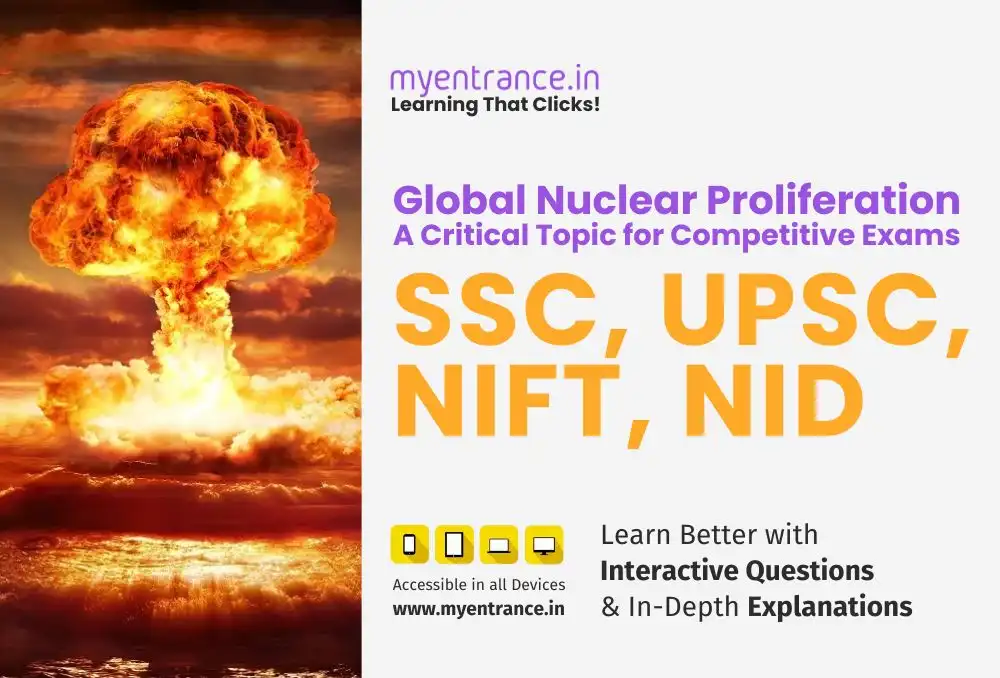 Illustration of nuclear reactors and uranium enrichment levels symbolizing global proliferation concerns in 2025.