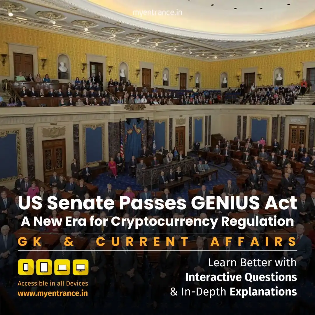 US Senate voting on the GENIUS Act, a landmark cryptocurrency regulation bill for stablecoins.