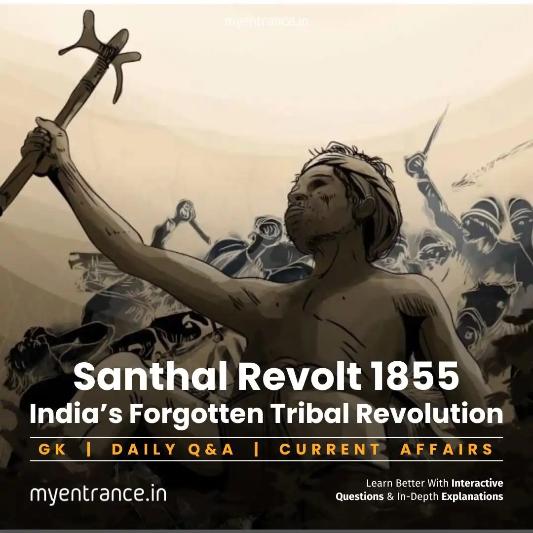 Historic painting of Santhal Rebellion leaders Sidhu-Kanhu mobilizing tribes against British forces in Jharkhand forests