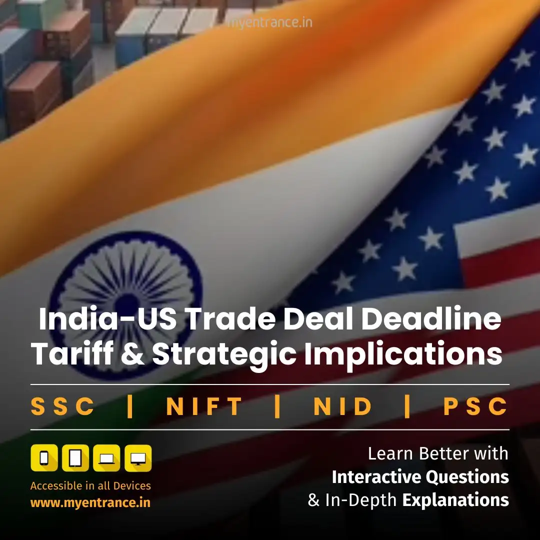 Timeline of India-US trade negotiations highlighting July 9 deadline, key sectors, and strategic impacts for UPSC exam preparation