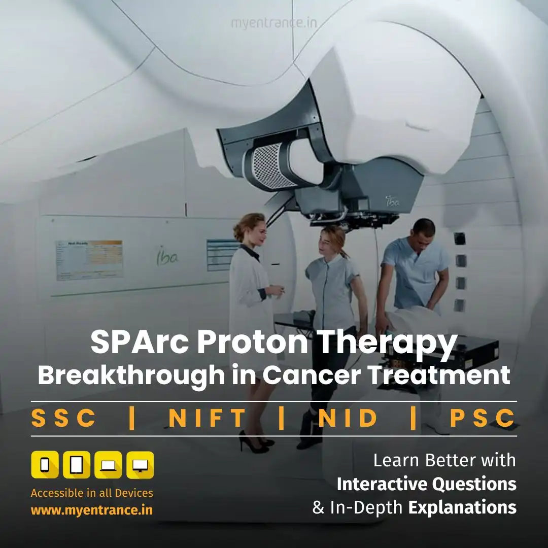Advanced proton therapy machine delivering targeted cancer treatment with SPArc technology.