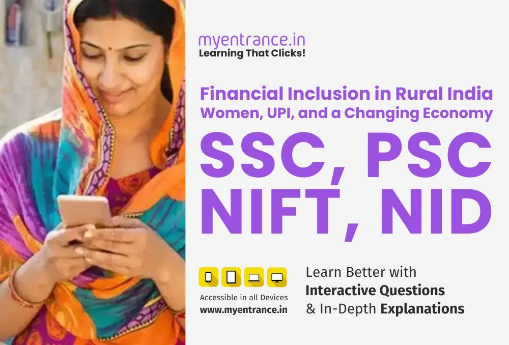 Rural Indian woman using smartphone for online banking in a village, symbolizing digital inclusion and financial empowerment