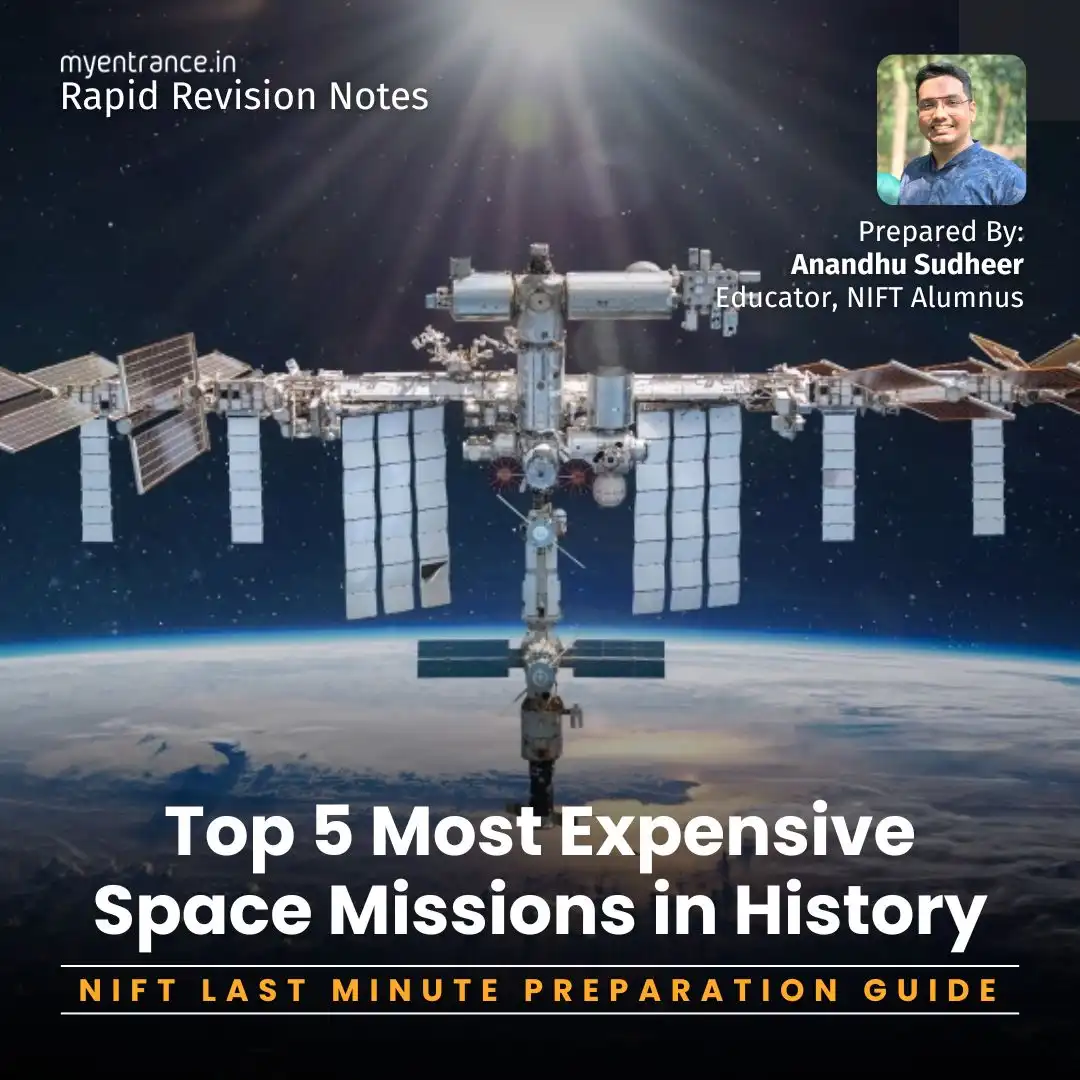 Top 5 Most Expensive Space Missions – Essential GK for Competitive Exams- Prepared by Anandhu Sudheer, NIFT Alumni and Educator