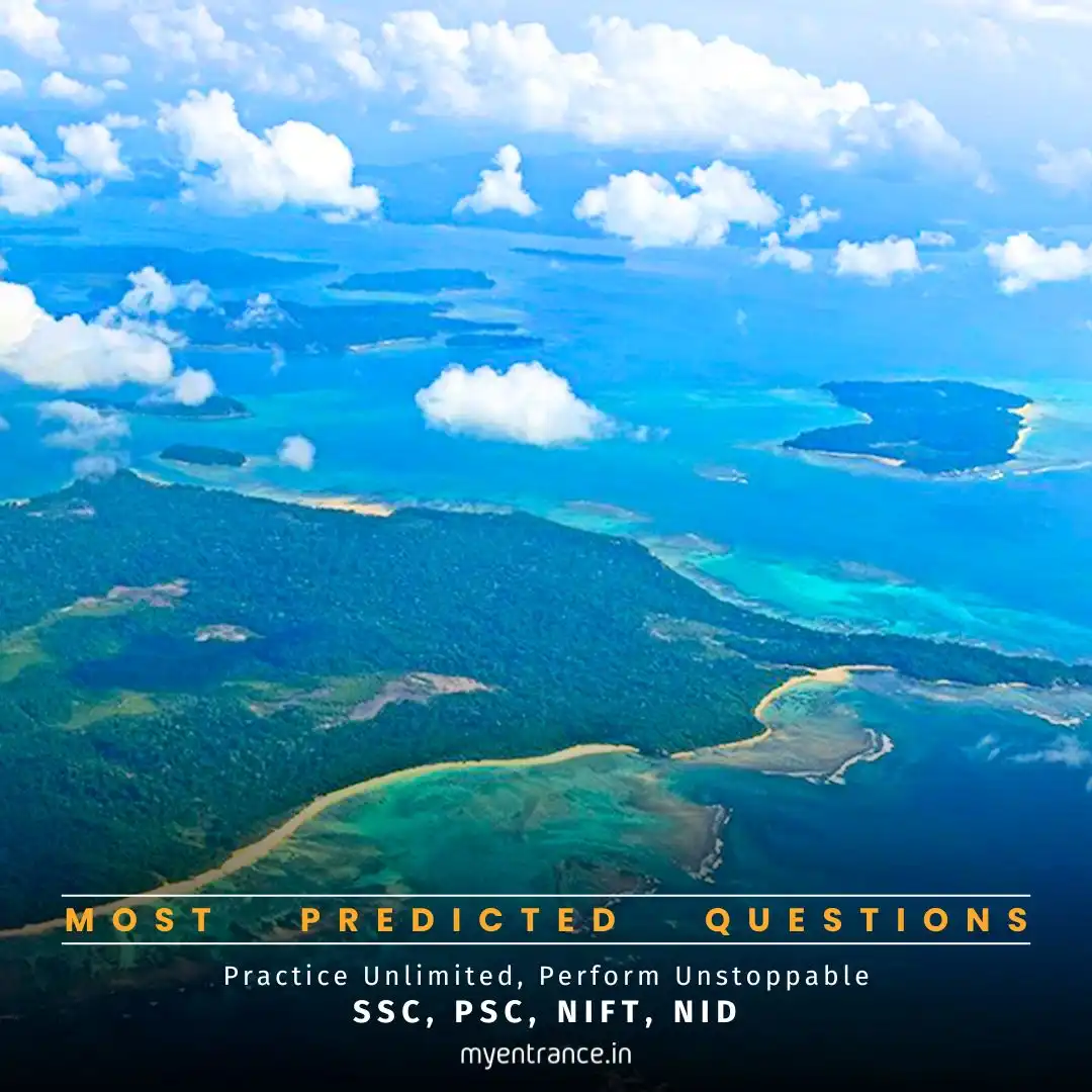 Great Nicobar Island Project – Aerial view of tropical rainforest and coastal region under development.