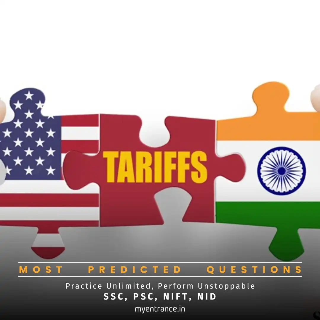 US-India trade negotiations: PM Modi and President Trump shaking hands with trade documents in the background.