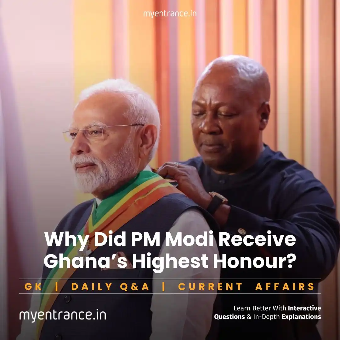 PM Modi receives the Order of the Star of Ghana, Ghana’s highest civilian honour, from President John Mahama