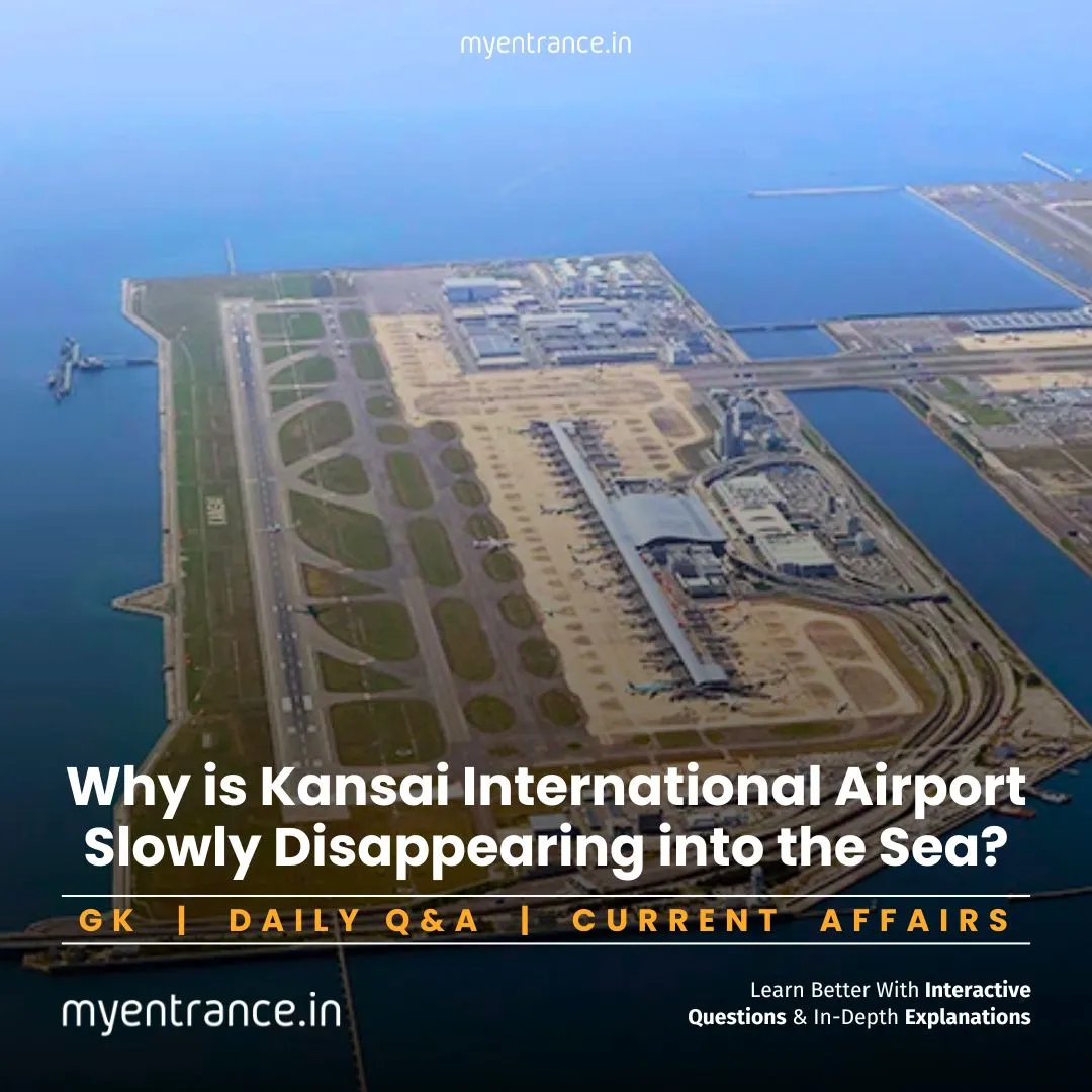 Kansai International Airport sinking into Osaka Bay due to land subsidence