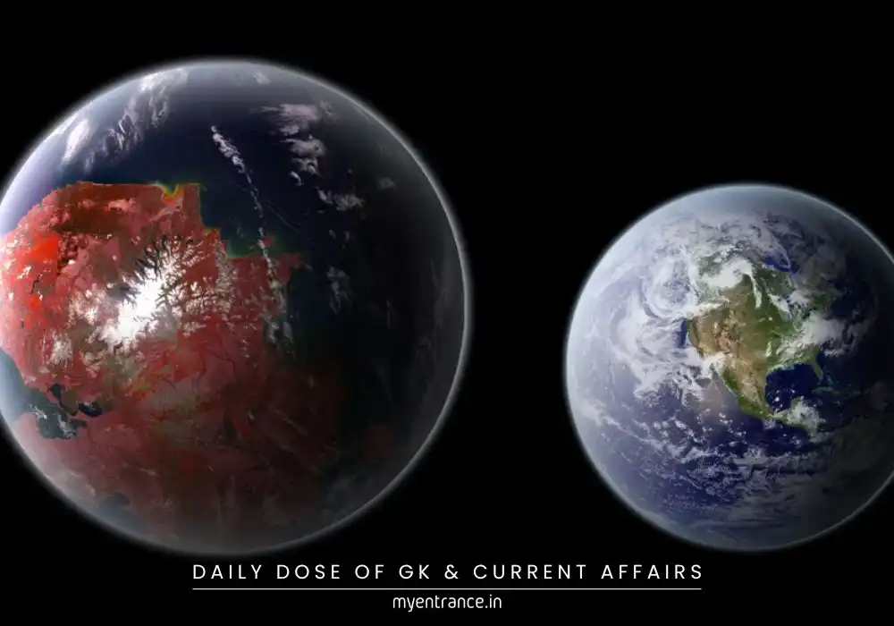 Artist’s illustration of Super Earth TOI-1846 b orbiting a red dwarf star, emitting mysterious light signals.