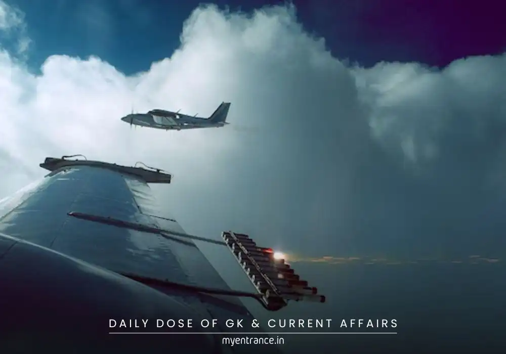 A Cessna aircraft releasing cloud seeding agents to induce artificial rain over Delhi.
