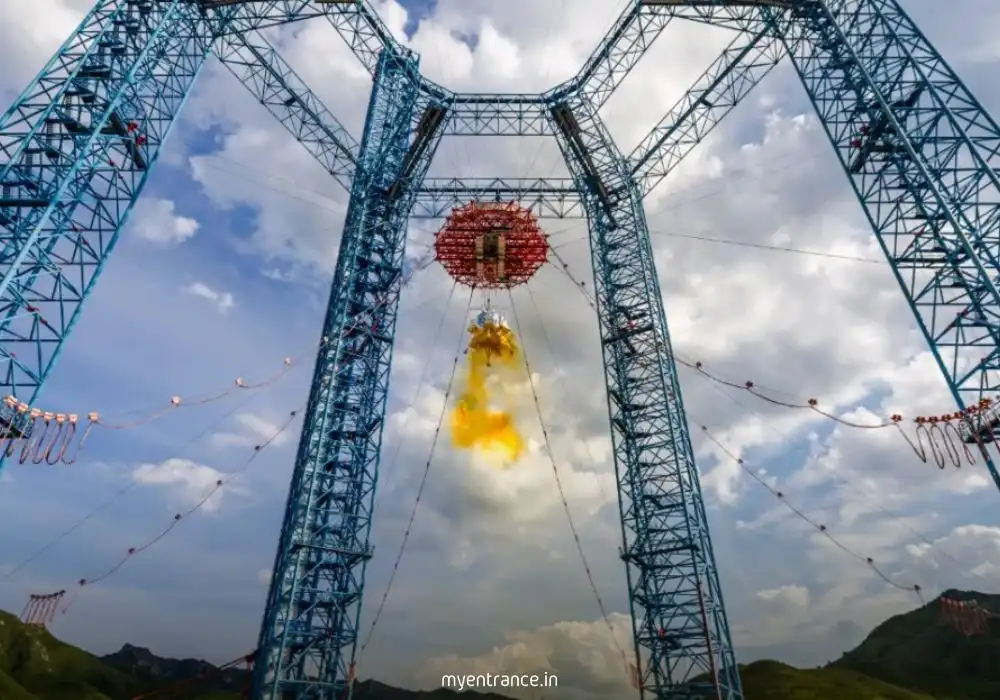 China’s Lanyue lunar lander undergoing testing in a simulated moon-like environmen