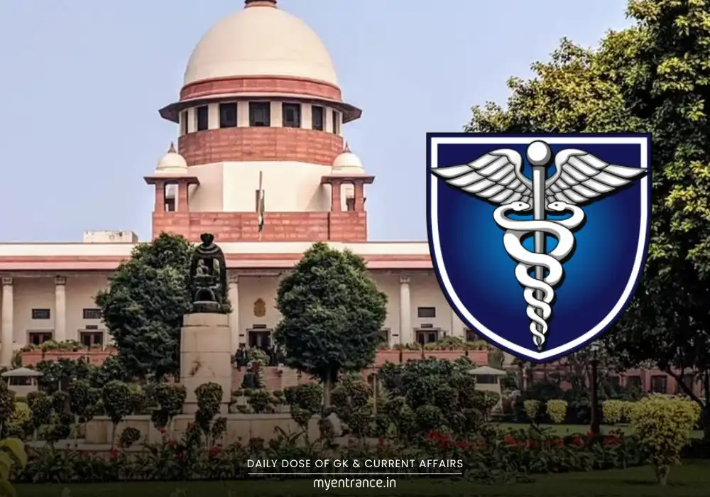 Supreme Court of India building with NEET-UG 2025 books and gavel - exam legal controversy