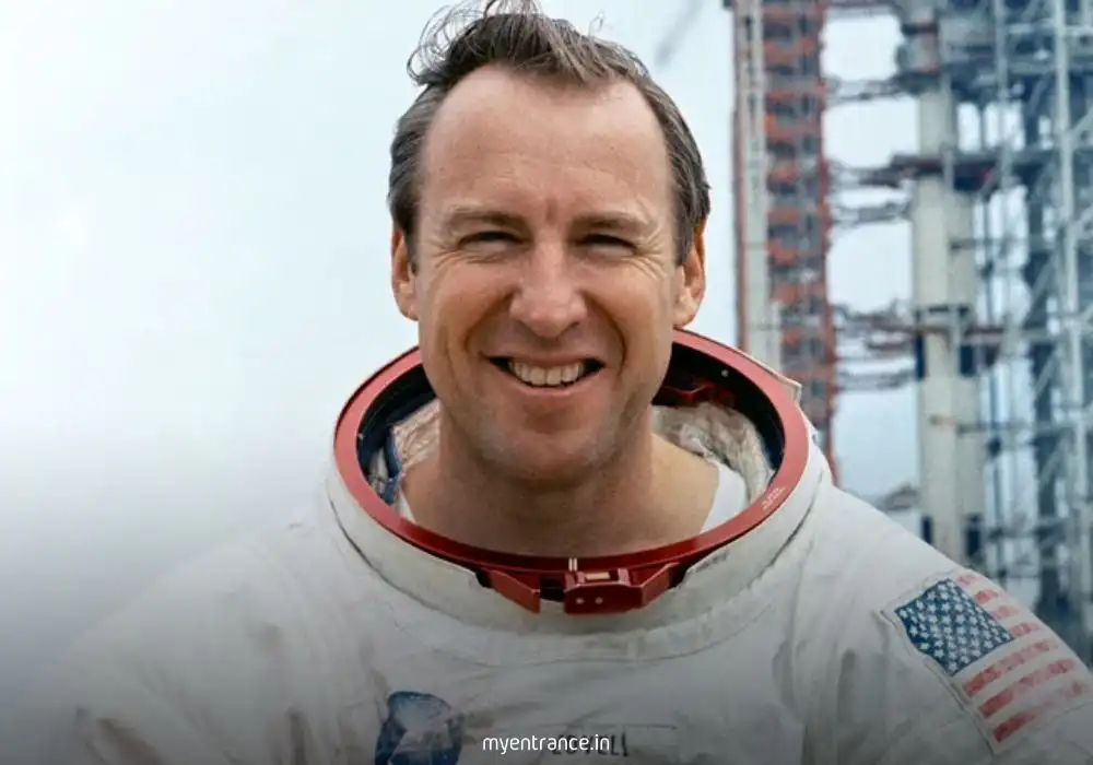 Astronaut Jim Lovell, NASA legend and Apollo 13 commander, in his iconic space suit.