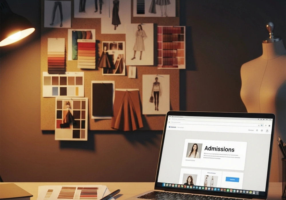 A modern fashion design studio setup representing NIFT Lateral Entry Admissions preparation.