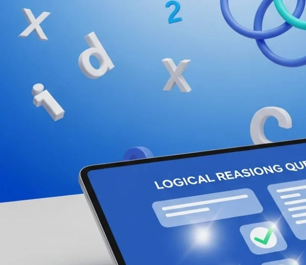 NIFT GAT Logical Reasoning study materials showing alphanumeric series and syllogism diagrams.