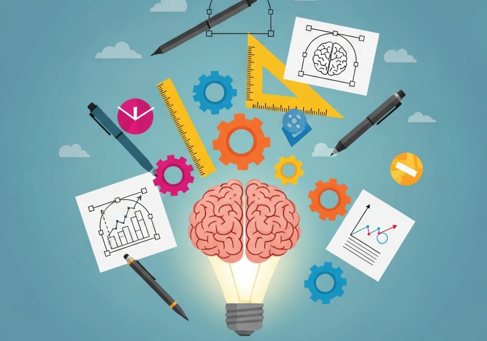 Creative thinking and design concept illustration for NID aspirants.
