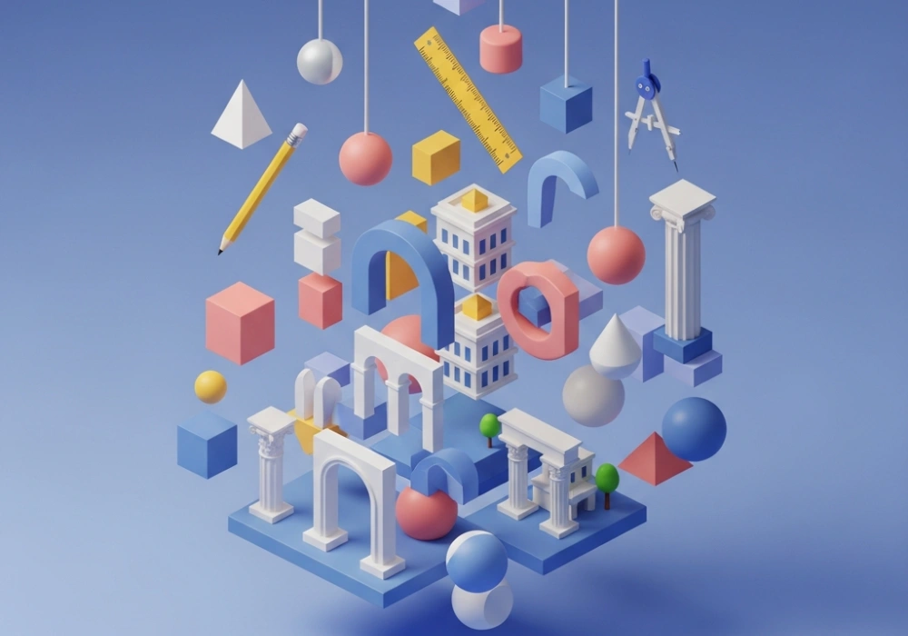 3D visualization and spatial reasoning concepts for NID exam preparation.
