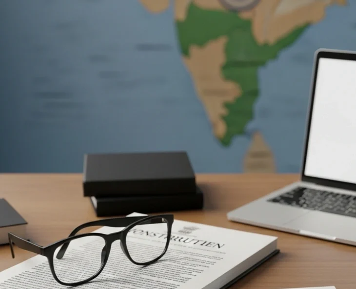 UPSC Syllabus Guide for Beginners in Malayalam - Preparation materials and desk setup.