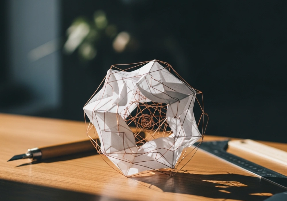 An intricate 3D paper model showcasing NIFT Situation Test preparation techniques.