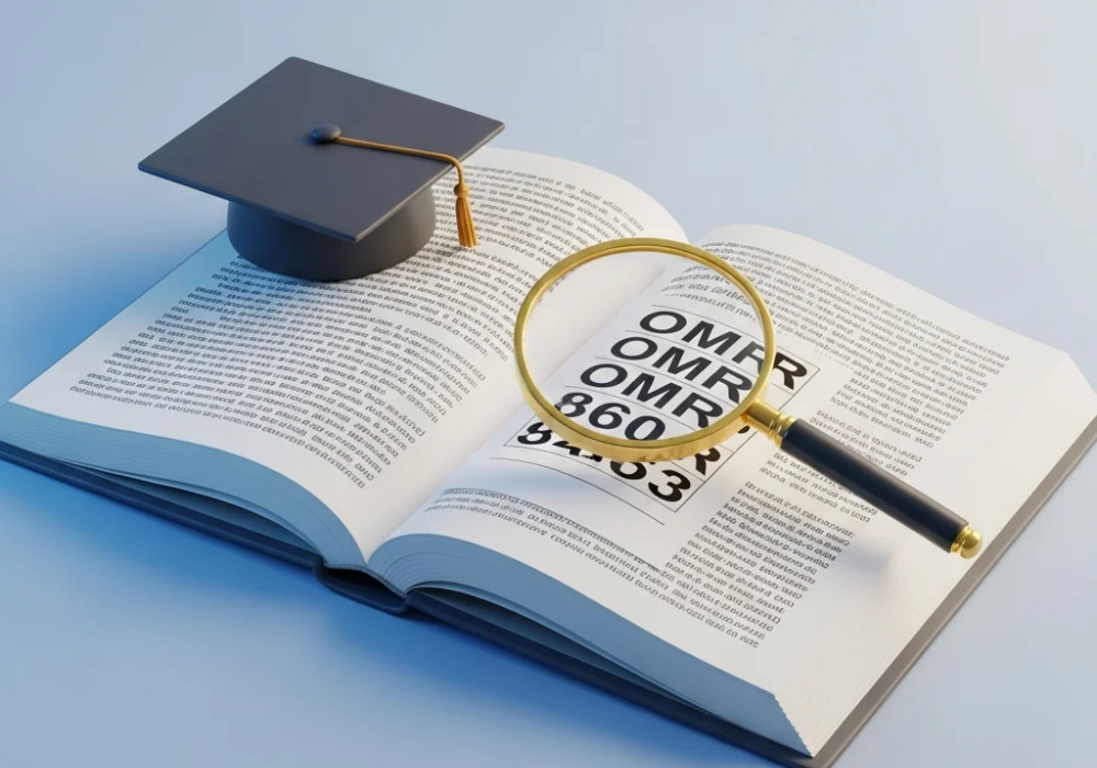 Kerala PSC Degree Level Preliminary Exam preparation materials including OMR sheet and books.