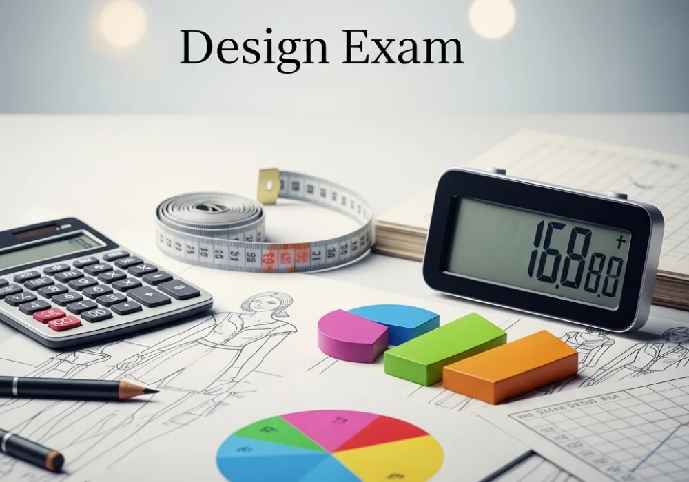 NIFT Quantitative Ability Study Guide Background with Design Tools and Data Charts