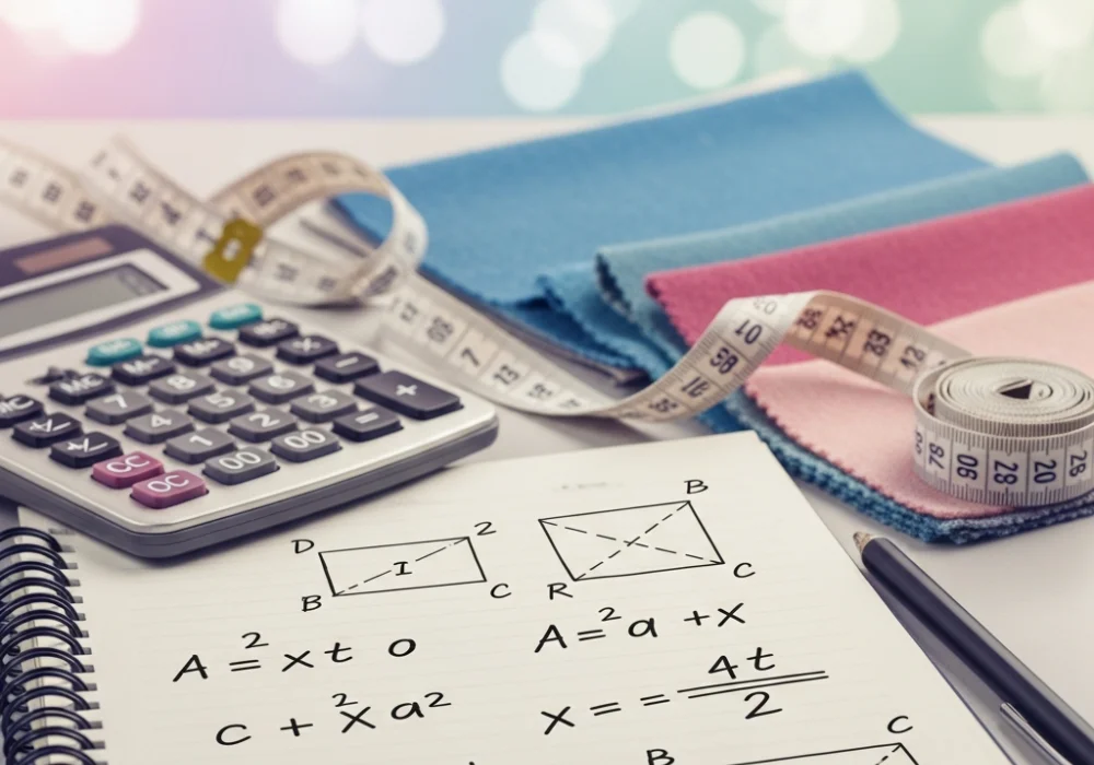 Educational illustration of textile blending and math ratios for NIFT GAT preparation.