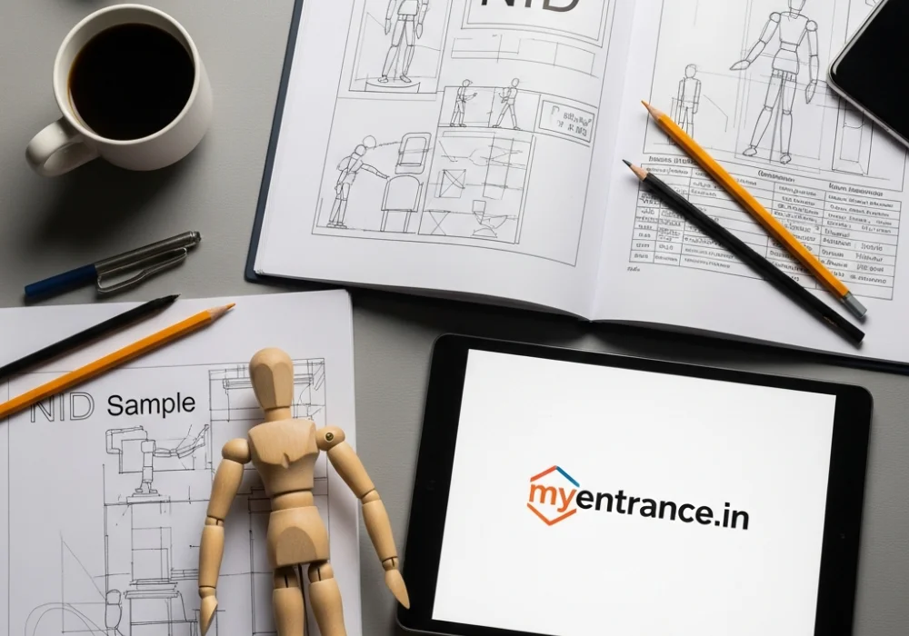 A curated workspace for NID preparation featuring sketches, sample papers, and design tools.