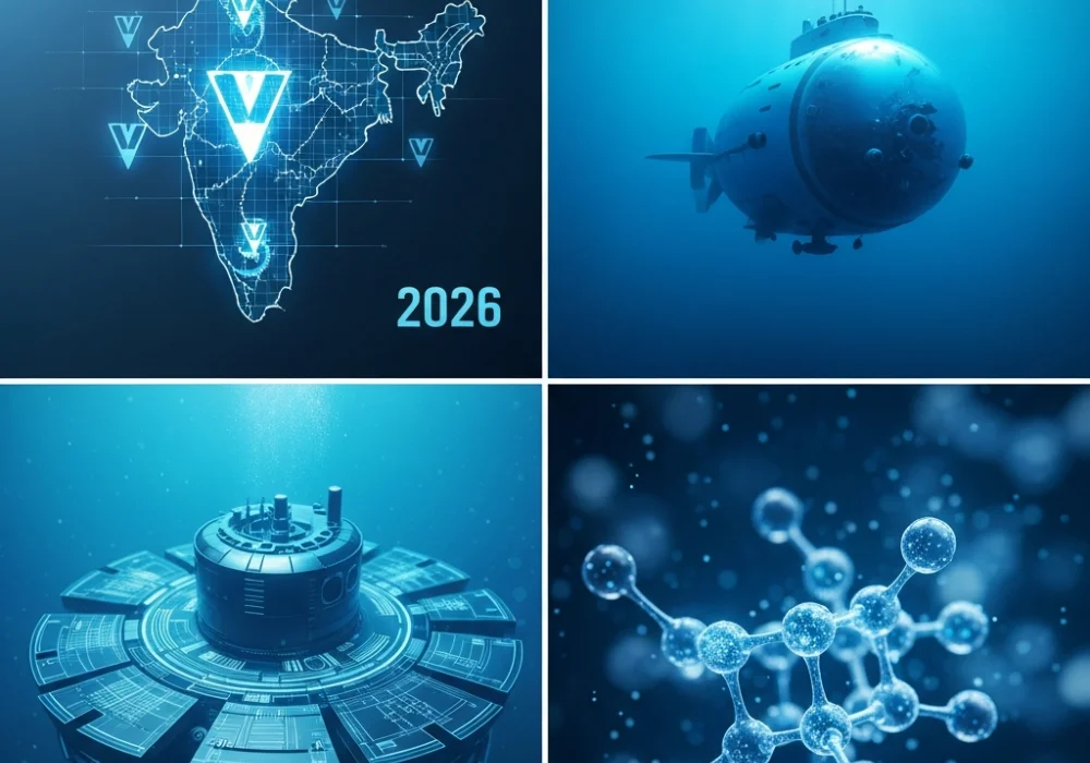 Digital montage of 2026 current affairs topics including Panchayati Raj, Samudrayaan mission, and malaria vaccine.