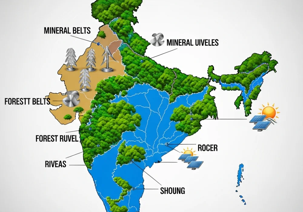 UPSC Study Guide: Natural Resources of India - Minerals, Forests, and Water Resources Infographic