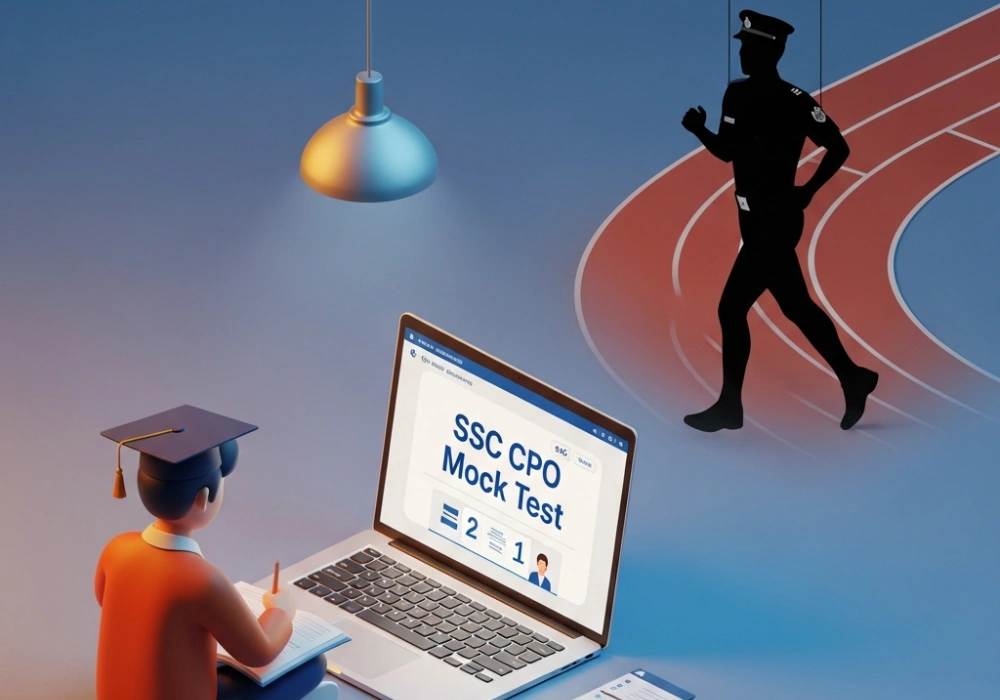 A visual representation of the SSC CPO preparation journey combining academic study and physical fitness training.