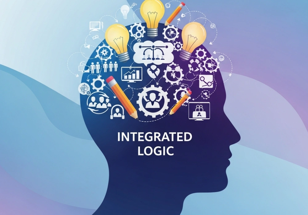 Illustration of Integrated Logic and Design Thinking for NID DAT preparation.