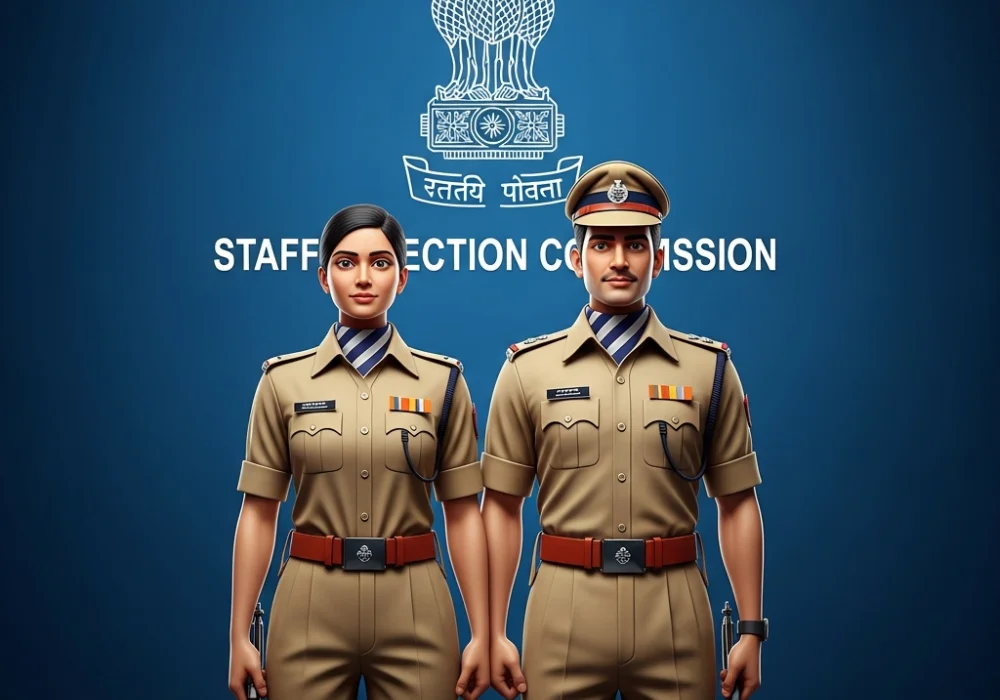 Illustration of SSC CPO Sub-Inspectors in uniform symbolizing recruitment and success.