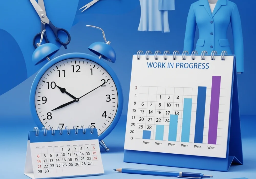 Educational graphic illustrating NIFT GAT Time and Work concepts with workers joining and leaving tasks.