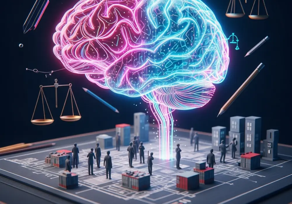 Vibrant memory palace concept showing a glowing human brain visualizing a complex scene depiction for the NID exam.