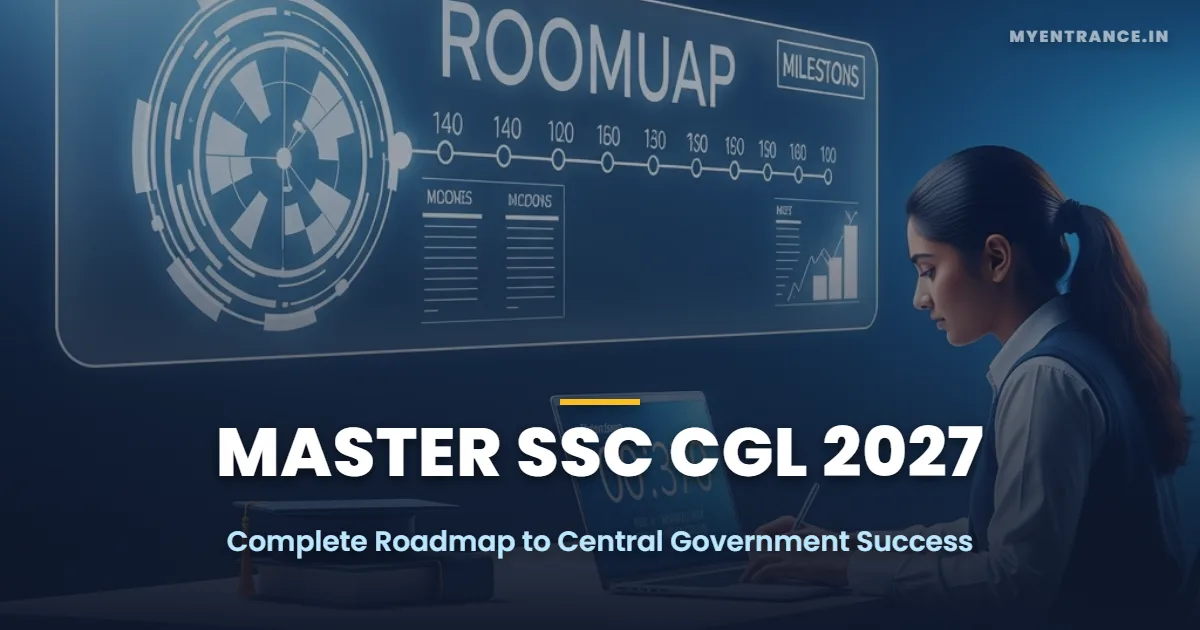 A professional infographic showing the SSC CGL 2027 preparation roadmap and study milestones for Indian aspirants.