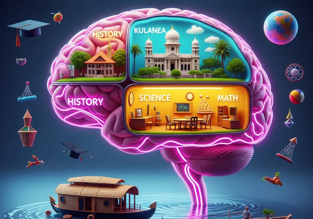 A glowing human brain illustrating the concept of a memory palace for competitive exam preparation.