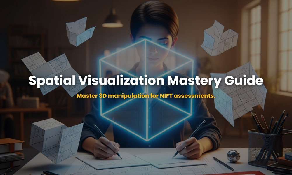 3D spatial visualization and cube manipulation diagrams for NIFT exam preparation.