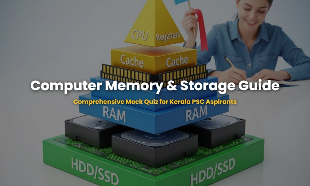 3D visualization of computer memory hierarchy showing registers, cache, RAM, and secondary storage devices.