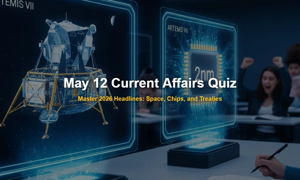 May 12 2026 Current Affairs Analysis showing Lunar Base and Semiconductor Fab
