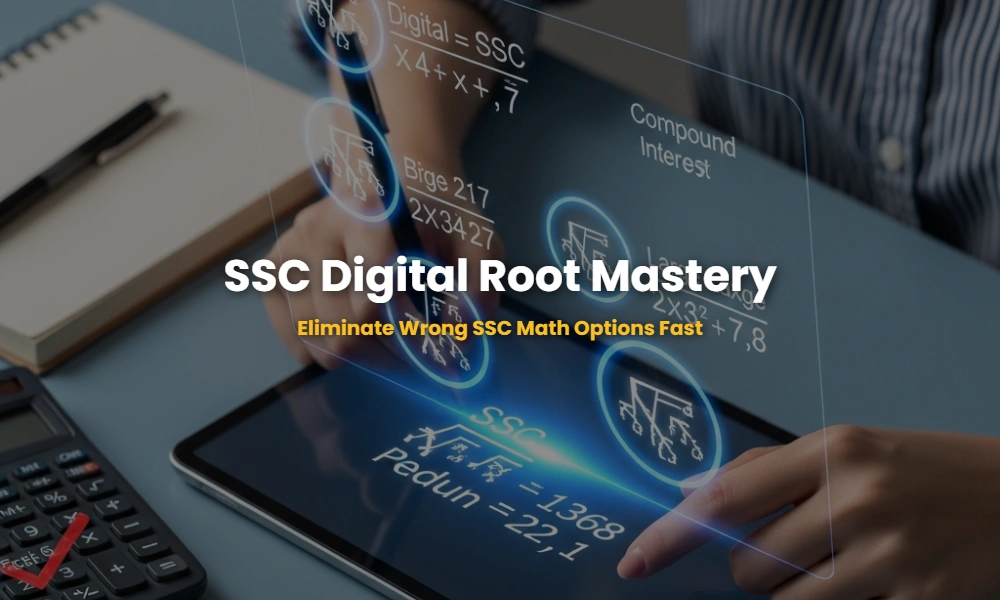 Digital Root method visualization for solving SSC calculation heavy arithmetic problems.