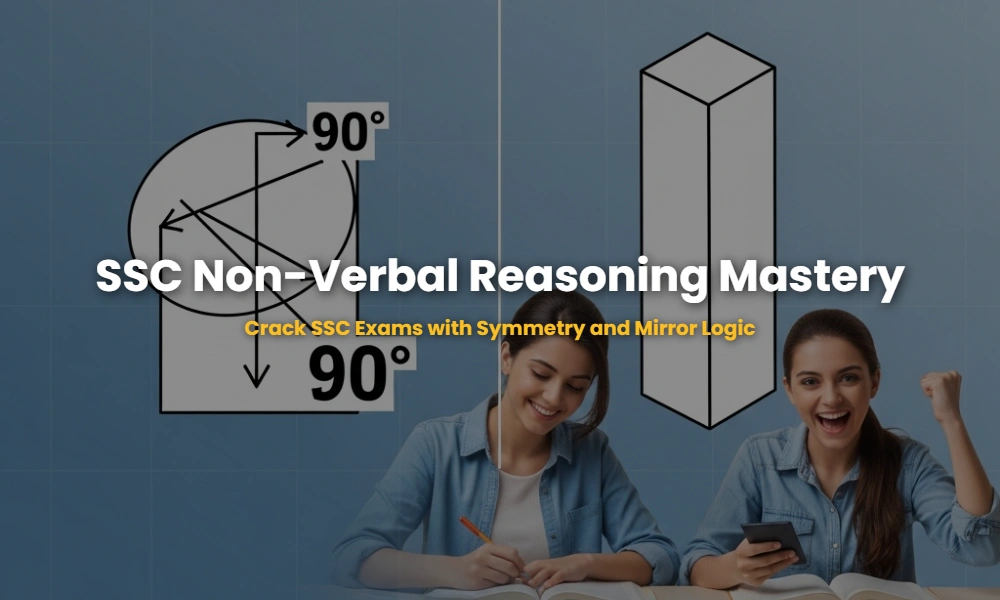 Diagram showing rotational symmetry and mirror-image logic for SSC Non-Verbal Reasoning preparation.
