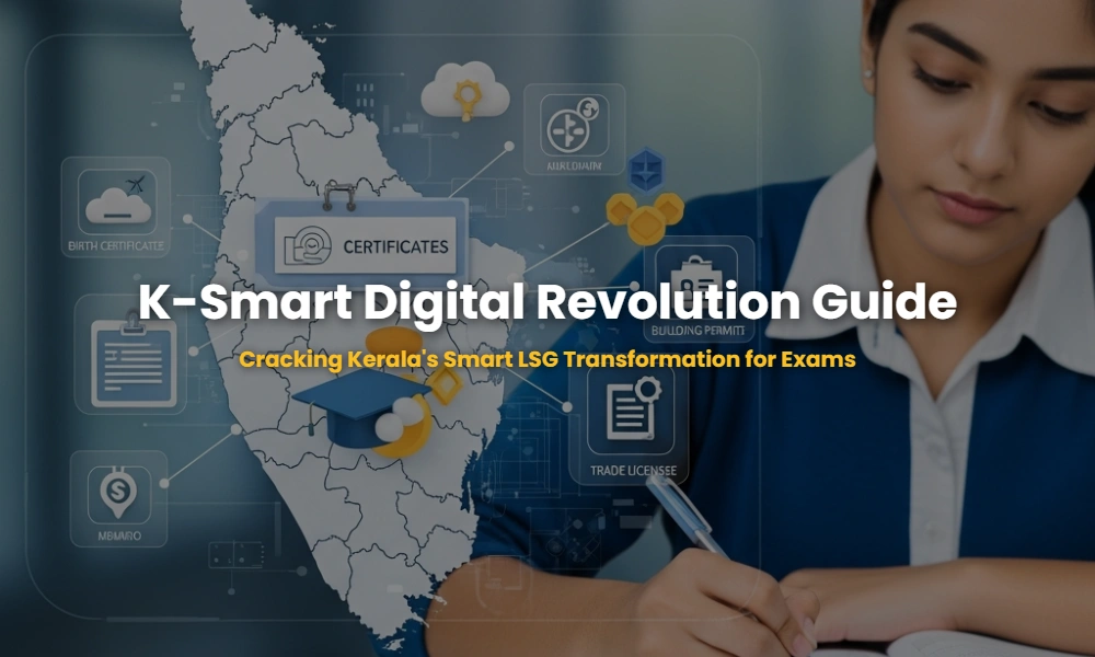 Digital illustration of the K-Smart project interface for Kerala Local Self Government digitalization.