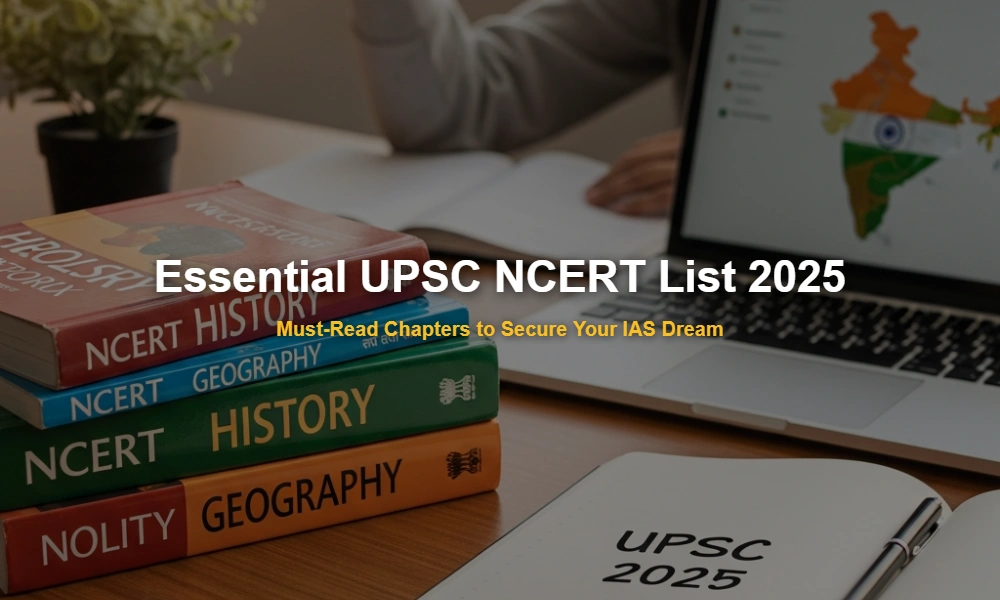 Subject-wise NCERT textbooks and specific chapters essential for UPSC Prelims 2025 list.
