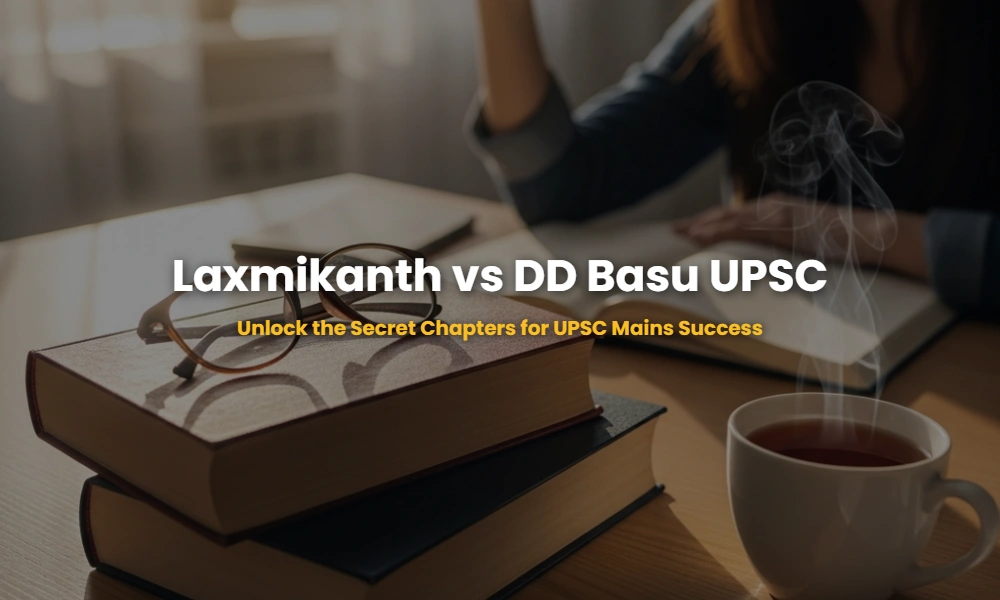 M. Laxmikanth and DD Basu books for UPSC Indian Polity on a study table