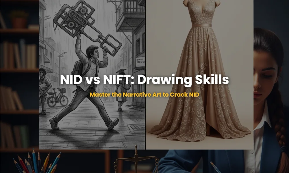 Comparison of NID conceptual storytelling sketch and NIFT technical rendering illustration.