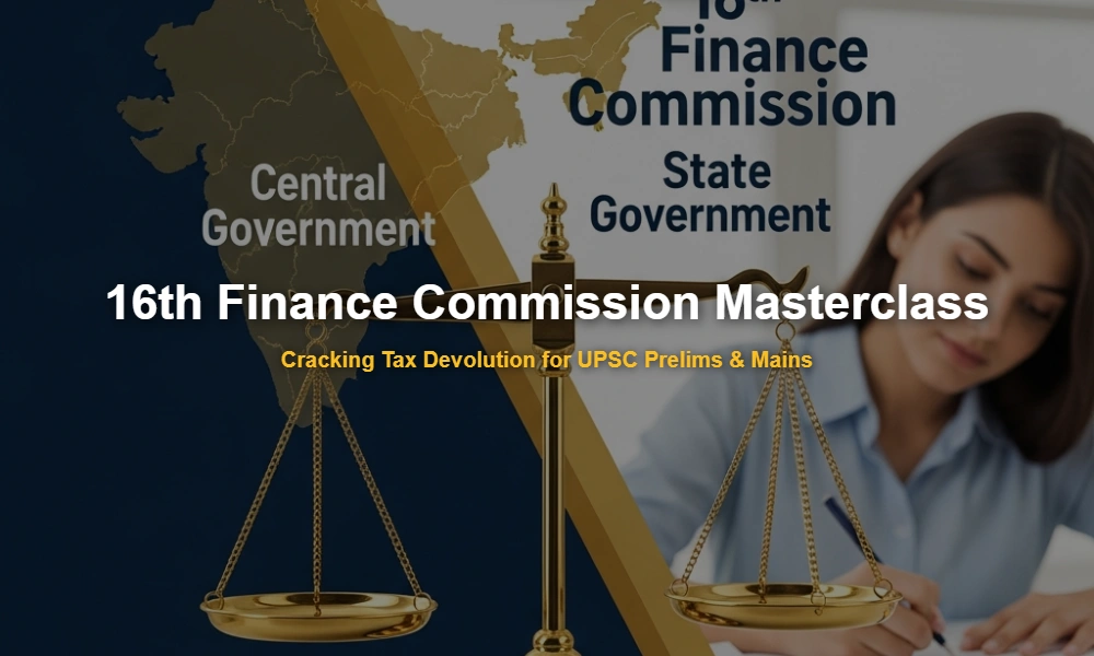 16th Finance Commission tax devolution illustration for UPSC preparation.