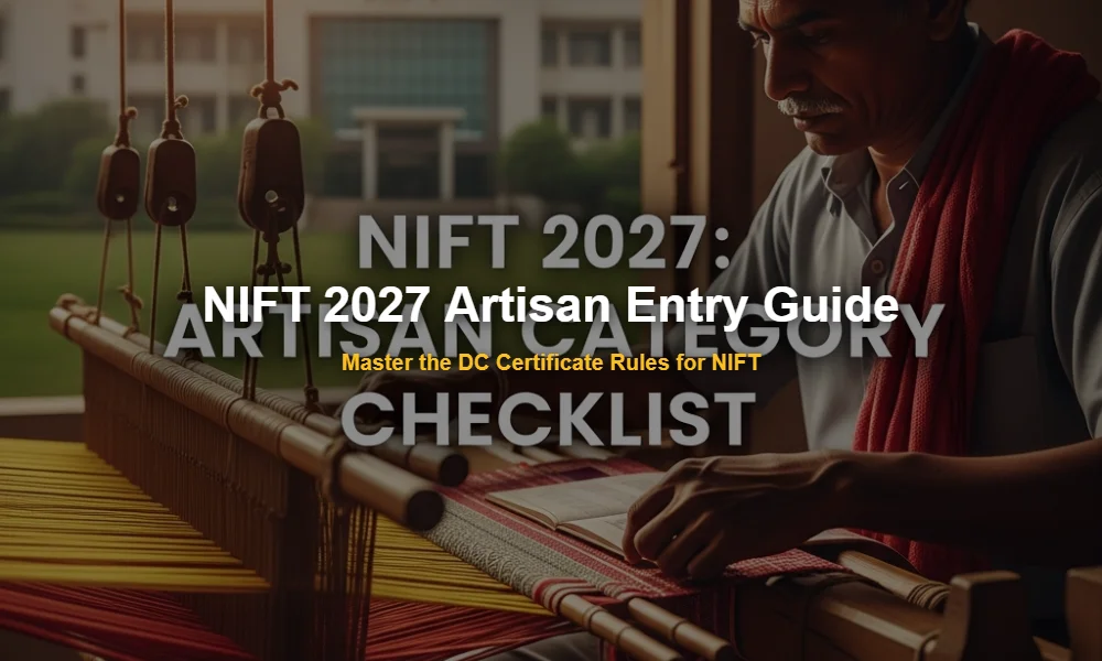 Hand-weaving artisan and NIFT campus representing the NIFT 2027 Artisan category eligibility.