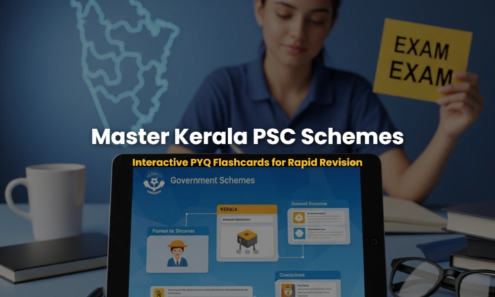 Interactive 3D flashcards for Kerala Social Welfare Schemes and Developmental Projects for Kerala PSC exam preparation.