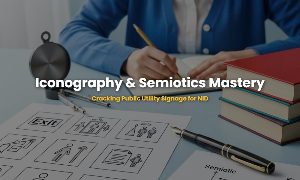 Analysis of iconography and semiotics in public utility signage for NID exam preparation.