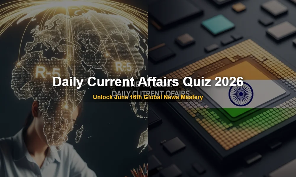Daily Current Affairs Quiz June 16 2026 featuring BRICS currency and India's semiconductor mission.